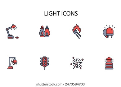 Light icon set.vector.Editable stroke.linear style sign for use web design,logo.Symbol illustration.