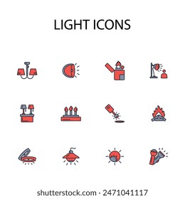 Light icon set.vector.Editable stroke.linear style sign for use web design,logo.Symbol illustration.