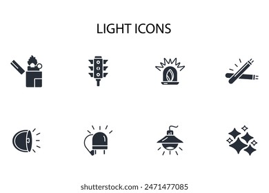 Light icon set.vector.Editable stroke.linear style sign for use web design,logo.Symbol illustration.