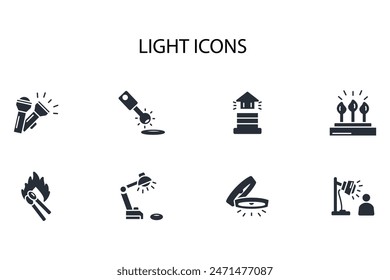 Light icon set.vector.Editable stroke.linear style sign for use web design,logo.Symbol illustration.