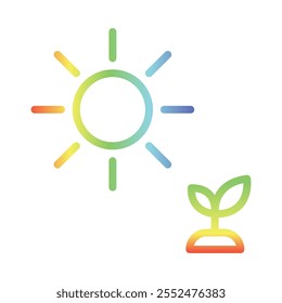 The Light Icon – Sun with Sprout Representing Hope, Growth, and Positive Energy