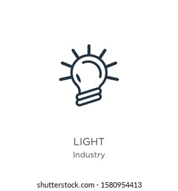 Light icon. Thin linear light outline icon isolated on white background from industry collection. Line vector sign, symbol for web and mobile