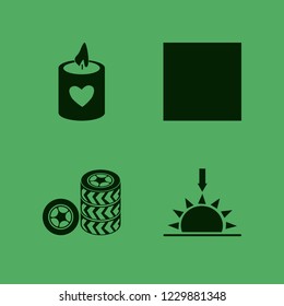 light icon. light vector icons set sunset, sun, car wheels and candle heart