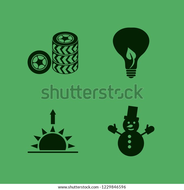 light icon. light vector icons set bulb leaf, car\
wheels, sunrise and\
snowman