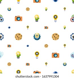 light icons pattern seamless. Included editable flat great solution, Creative process, vision, Photo services, moon, innovation, Electrical service icons. light icons for web and mobile.