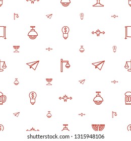 light icons pattern seamless white background. Included editable outline bulb with dollar, street lamp, menorah, paper plane, electricity icons. light icons for web and mobile.