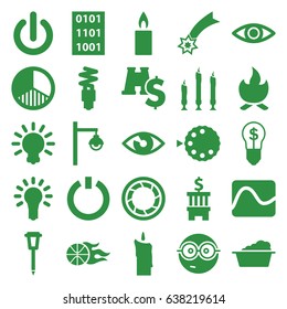 Light icons set. set of 25 light filled icons such as laundry, nerd emoji, street lamp, candle, camera shutter, brightness, eye, camera mode, light bulb, fluorescent lamp