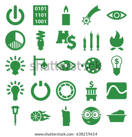 Light icons set. set of 25 light filled icons such as laundry, nerd emoji, street lamp, candle, camera shutter, brightness, eye, camera mode, light bulb, fluorescent lamp
