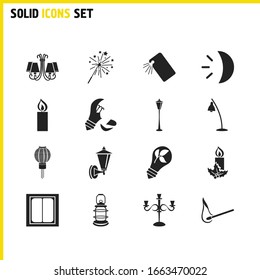 Light Icons Set With Broken Bulb, Phone Flash Light And Eco Bulb Elements. Set Of Light Icons And Electrical Concept. Editable Vector Elements For Logo App UI Design.