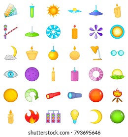 Light icons set. Cartoon style of 36 light vector icons for web isolated on white background