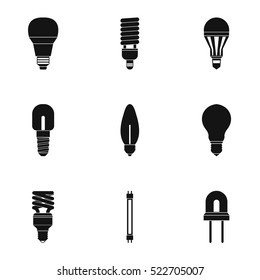 Light icons set. Simple illustration of 9 light vector icons for web