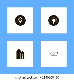 light icons. store location, bulb, wheat harvest growth and delicate gentle degrees vector icons set