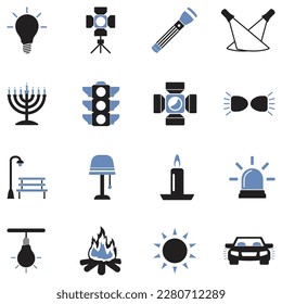 Light Icons. Two Tone Flat Design. Vector Illustration.