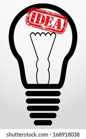 Light idea bulb with grunge stamp, vector illustration