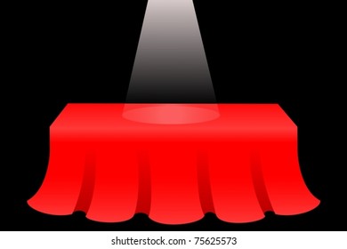 Light illuminating an elegant red table empty