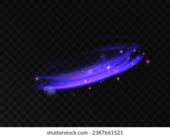 Light imitation of line movement. Abstract vector blue light lines swirling in a spiral. Light mark from the ring. Illuminated podium for advertising products.	