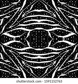 Light Imitation Tiger Skin Vector Seamless Pattern. White Spots Drawing Tiger Style. Watercolour Abstract Designs. Organic Pencil Imitation Fabric Designs.