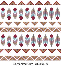 light Indian ethnic seamless pattern with feathers