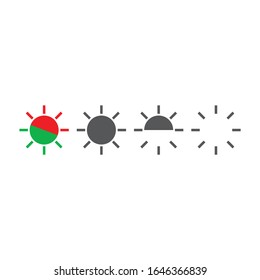 Light indicators, flashing diode attention lights, siren flash icon, vector illustration isolated on white background.