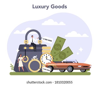Light industries sector of the economy. Luxury goods production. Consumer goods industry. Isolated flat vector illustration