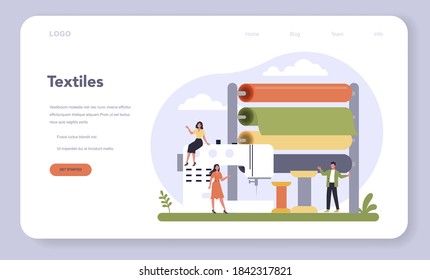 Light Industries Sector Of The Economy Web Banner Or Landing Page. Textile Production. Consumer Goods Industry. Isolated Flat Vector Illustration