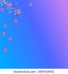 Light Inflorescence Summer Blue Background. Rainbow Flower Brochure. Art Gradient Banner. Holographic Hibiscus Holiday Design.