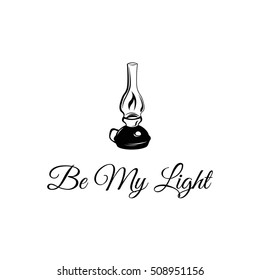 Light intage Lamp. Be Light. Vector Illustration. Sunbursts Background