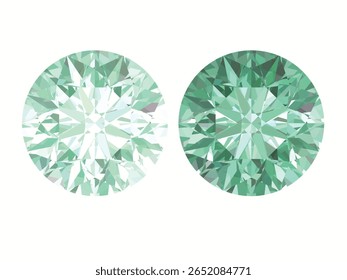 light and intense colors round diamond and gems brilliant cut, which is designed to maximize light reflection and brilliance.