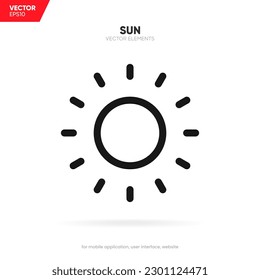 Light, intensity setting, contrast, brightness, sun icon symbol sign on isolated white background with clipping path for UI UX website mobile app. Vector elements EPS10.