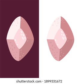 A light jewel. A magic stone on a light and dark background. A pink jewelry stone with a glare. Vector illustration is expensive, rare stone.