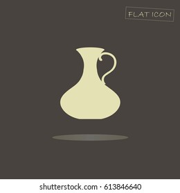 Light jug with ear on black, flat icon vector illustration