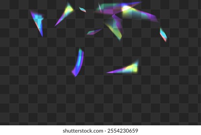 Light Kaleidoscope Vector Transparent Background. Shine Flash Metal Texture. Glow Glitter Dreamy Backdrop. Rainbow Falling Spectrum Template.