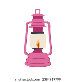 light kerosene lamp cartoon. ancient metal, glass flame, fire antique light kerosene lamp sign. isolated symbol vector illustration