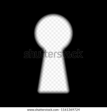 Light keyhole isolated on a transparent background. Concept is the key to business success, solution is the idea. Vector illustration.