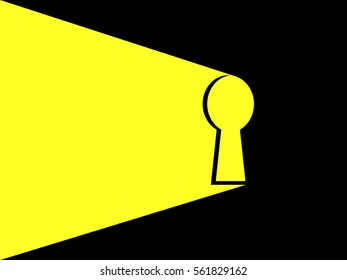 Light from the keyhole. Vector illustration