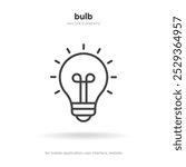 Light lamp bulb icon. Idea sign solution thinking concept symbol. Lighting Electric sign. Electricity, shine icon. Trendy Flat style for graphic design for UI UX website mobile app
