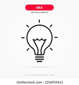 Icono de la lámpara de luz. Símbolo de concepto de solución de signos idea. Señal de luz eléctrica. Electricidad, icono de brillo. Estilo plano de moda para el diseño gráfico para la aplicación móvil del sitio web de UI UX