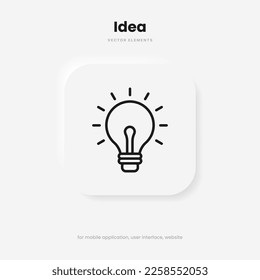 Light lamp bulb icon. Idea sign solution thinking concept symbol. Lighting Electric sign. Electricity, shine icon. Trendy Flat style for graphic design for UI UX website mobile app