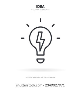 Light lamp bulb icon. Idea sign solution thinking concept symbol. Lighting Electric sign. Electricity, shine icon. Trendy Flat style for graphic design for UI UX website mobile app