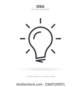 Light lamp bulb icon. Idea sign solution thinking concept symbol. Lighting Electric sign. Electricity, shine icon. Trendy Flat style for graphic design for UI UX website mobile app