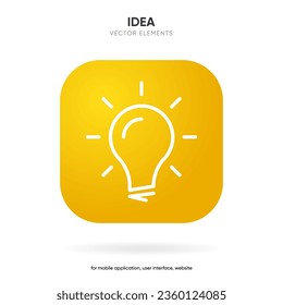 Light lamp bulb icon. Idea sign solution thinking concept symbol. Lighting Electric sign. Electricity, shine icon. Trendy Flat style for graphic design for UI UX website mobile app