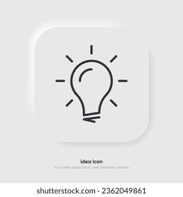 Light lamp bulb icon. Idea sign solution thinking concept symbol. Lighting Electric sign. Electricity, shine icon. Trendy Flat style for graphic design for UI UX website mobile app