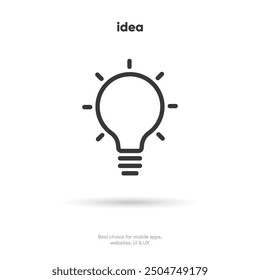 Light lamp bulb icon. Idea sign solution thinking concept symbol. Lighting Electric sign. Electricity, shine icon. Trendy Flat style for graphic design for UI UX website mobile app