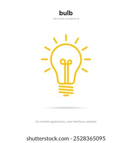 Light lamp bulb icon. Idea sign solution thinking concept symbol. Lighting Electric sign. Electricity, shine icon. Trendy Flat style for graphic design for UI UX website mobile app