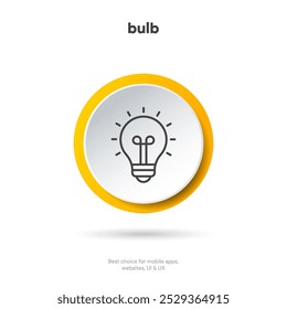 Icono de bombilla de luz. Símbolo de concepto de pensamiento de solución de signo de idea. Iluminación Letrero eléctrico. Electricidad, brillo icono. Estilo plano de moda para el Diseño gráfico para el App móvil del Sitio web de UI UX