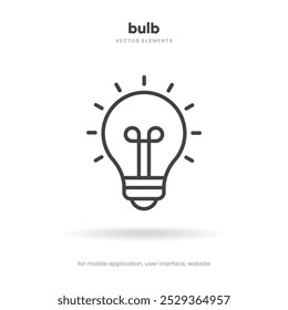 Light lamp bulb icon. Idea sign solution thinking concept symbol. Lighting Electric sign. Electricity, shine icon. Trendy Flat style for graphic design for UI UX website mobile app