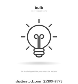 Icono de bombilla de luz. Símbolo de concepto de pensamiento de solución de signo de idea. Iluminación Letrero eléctrico. Electricidad, brillo icono. Estilo plano de moda para el Diseño gráfico para el App móvil del Sitio web de UI UX