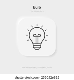 Icono de bombilla de luz. Símbolo de concepto de pensamiento de solución de signo de idea. Iluminación Letrero eléctrico. Electricidad, brillo icono. Estilo plano de moda para el Diseño gráfico para el App móvil del Sitio web de UI UX