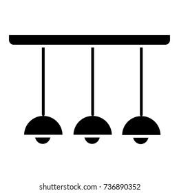 light lamp ceiling 3 icon, vector illustration, black sign on isolated background