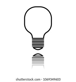 Light lamp icon. Black icon with mirror reflection on white back